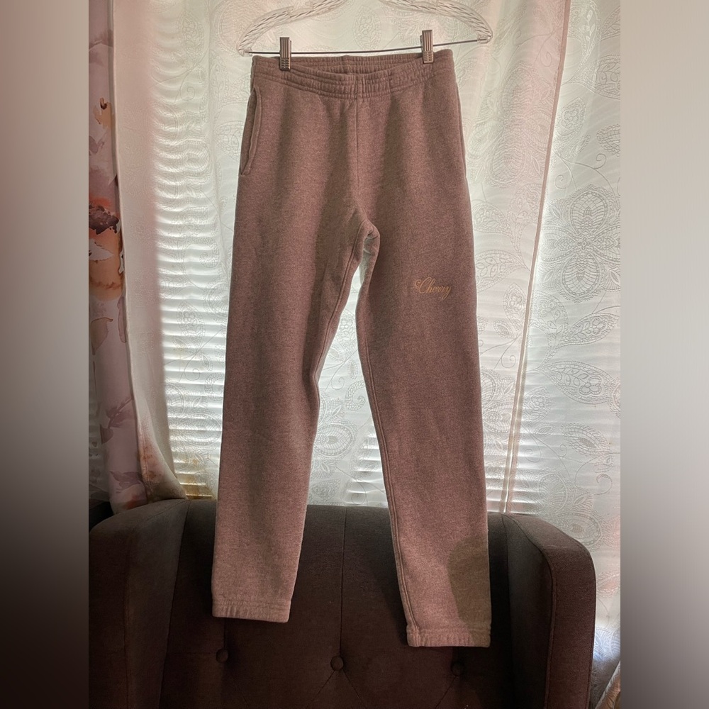 Cherry LA Mauve Track Pants with Embroidered Logo